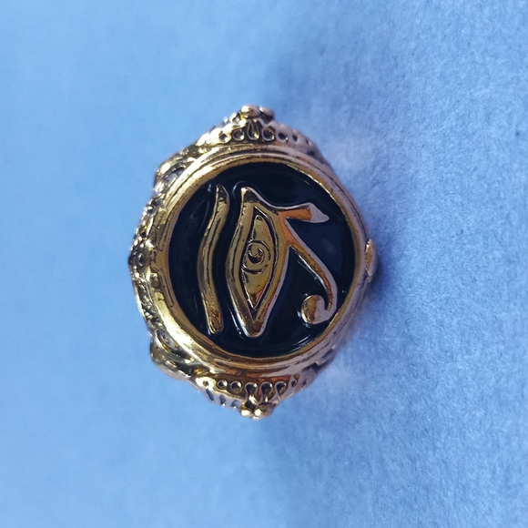 Gold Plated Egyptian Pharaoh Heavy Metal Skull Gothic Biker Punk Ring - Picture 2 of 4